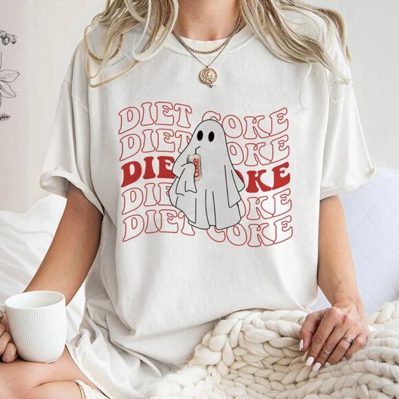 Tops - Diet Coke Ghost Tshirt, Funny Halloween Ghost Shirt, Graphic Halloween Shirt
